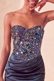 Sweetheart Champagne Sequins Bodycon Mini Homecoming Dress