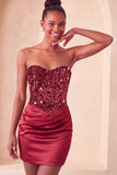 Sweetheart Champagne Sequins Bodycon Mini Homecoming Dress