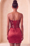 Sweetheart Champagne Sequins Bodycon Mini Homecoming Dress