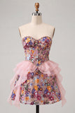 Sage Green Sweetheart Corset A-Line Short Homecoming Dress with Sequins
