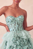 Sage Green Sweetheart Corset A-Line Short Homecoming Dress with Sequins