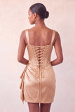Bodycon Basque Waist Corset Lake Blue Ruched Homecoming Dress with Ruffles