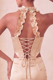 Halter Corset Bodycon Mint Green Ruched Short Homecoming Dress with Slit