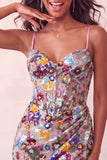 Pink Corset Bodycon Ruched Short Homecoming Dress with Sequins
