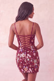 Pink Corset Bodycon Ruched Short Homecoming Dress with Sequins