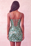 Pink Corset Bodycon Ruched Short Homecoming Dress with Sequins
