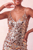 Sparkly Silver Bodycon Lace Up Back Short Homecoming Dress with Sequins