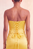 Strapless Bodycon Lake Blue Beaded Short Homecoming Dress with Ruffles