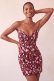 Pink Sweetheart Bodycon Sequin Homecoming Dress with Lace Up Back