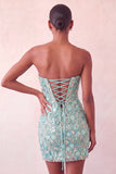Pink Sweetheart Bodycon Sequin Homecoming Dress with Lace Up Back