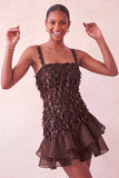 Pink Bodycon Ruffled Short Sequin Homecoming Dress with Lace Up Back