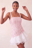Pink Bodycon Ruffled Short Sequin Homecoming Dress with Lace Up Back