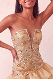 Blue Strapless Sequins Bodycon Short Homecoming Dress with Ruffled