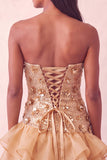 Blue Strapless Sequins Bodycon Short Homecoming Dress with Ruffled