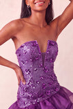 Blue Strapless Sequins Bodycon Short Homecoming Dress with Ruffled
