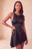 Black A-Line Corset Cut Out Short Homecoming Dress