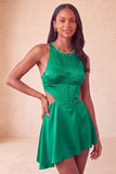 Black A-Line Corset Cut Out Short Homecoming Dress