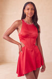 Black A-Line Corset Cut Out Short Homecoming Dress