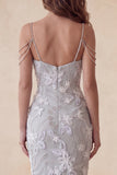 Light Grey Bodycon Floral Cold Shoulder Midi Formal Dress