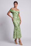 Blush Off the Shoulder Mermaid Beaded Midi Mother Of the Bride Dress