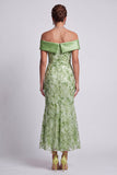 Blush Off the Shoulder Mermaid Beaded Midi Mother Of the Bride Dress