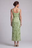 Mermaid Blush Square Neck Beaded Midi Mother Of the Bride Dress