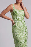 Mermaid Blush Square Neck Beaded Midi Mother Of the Bride Dress