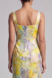 Mermaid Blush Square Neck Beaded Midi Mother Of the Bride Dress