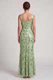 Blush Mermaid Square Neck Beaded Ruched Long Mother Of the Bride Dress with Slit