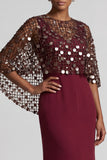 Burgundy V-Neck Mermaid Long Mother Of the Bride Dress with Slit