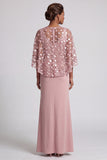 Burgundy V-Neck Mermaid Long Mother Of the Bride Dress with Slit