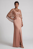 Burgundy V-Neck Mermaid Long Mother Of the Bride Dress with Slit