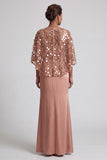 Burgundy V-Neck Mermaid Long Mother Of the Bride Dress with Slit