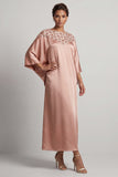 Blue Sheath Round Neck Midi Mother Of the Bride Dress with Sequins