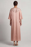 Blue Sheath Round Neck Midi Mother Of the Bride Dress with Sequins