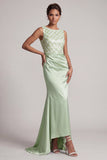 Sky Blue Mermaid Sequins Bateau Neck Long Mother Of the Bride Dress