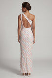 Blush Mermaid One Shoulder Sequins Long Mother Of the Bride Dress
