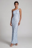 Blush Mermaid One Shoulder Sequins Long Mother Of the Bride Dress