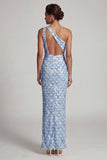 Blush Mermaid One Shoulder Sequins Long Mother Of the Bride Dress