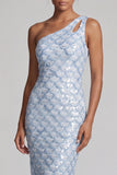 Blush Mermaid One Shoulder Sequins Long Mother Of the Bride Dress