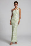Blush Mermaid One Shoulder Sequins Long Mother Of the Bride Dress