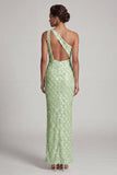 Blush Mermaid One Shoulder Sequins Long Mother Of the Bride Dress