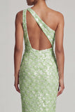 Blush Mermaid One Shoulder Sequins Long Mother Of the Bride Dress