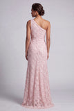 One Shoulder Pink Mermaid Sequins Cut Out Long Mother Of the Bride Dress