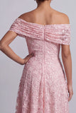 Red Off the Shoulder A-Line Sequins Midi Mother Of the Bride Dress