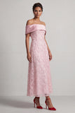 A-Line Red Off the Shoulder Midi Mother Of the Bride Dress with Sequins