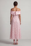 A-Line Red Off the Shoulder Midi Mother Of the Bride Dress with Sequins