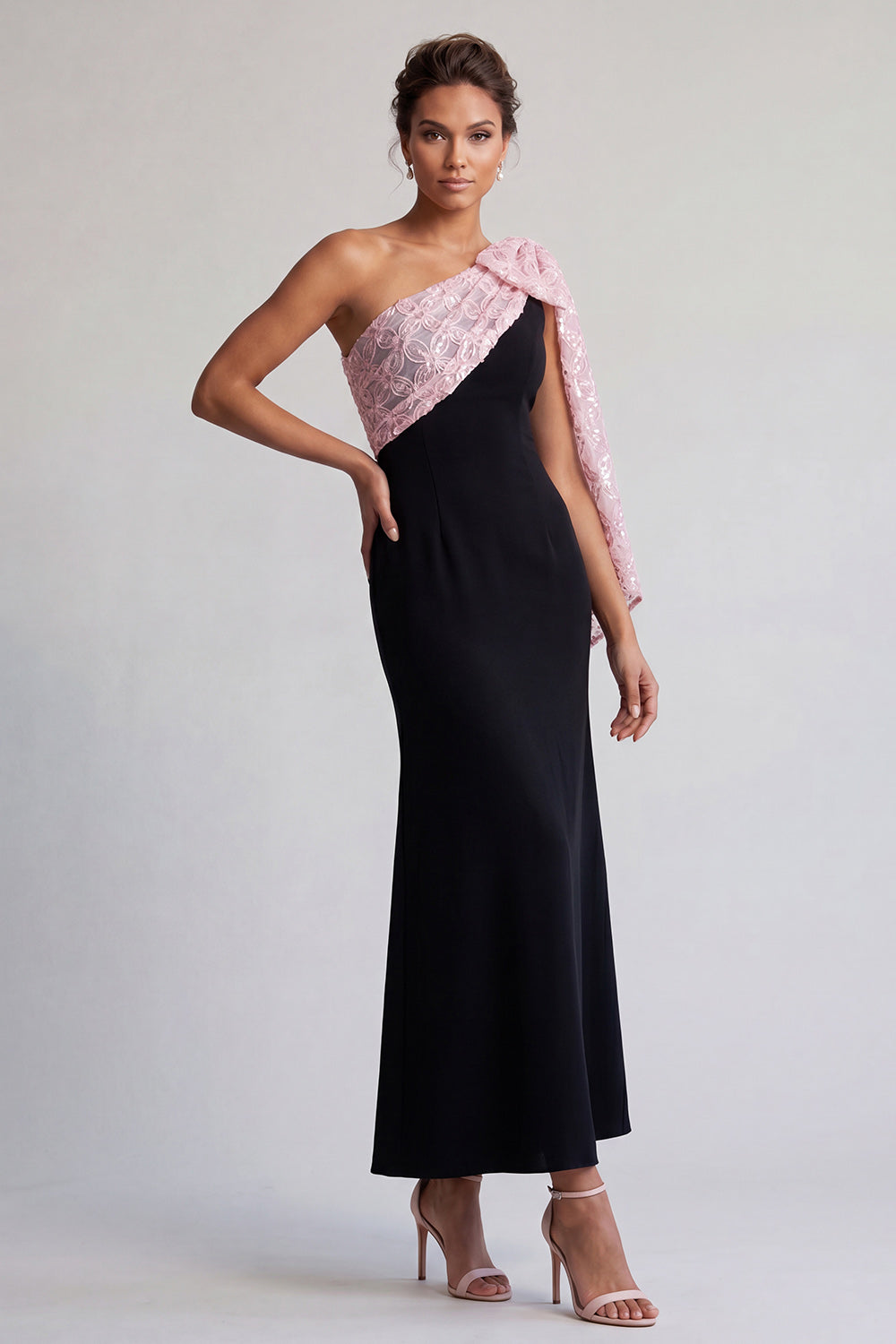 red and black mother of the bride dresses A-Line Red Satin Black Lace 3/4 Sleeve Mother of the Bride Dress