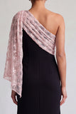 Black and Red One Shoulder Mermaid Midi Mother Of the Bride Dress with Sequins