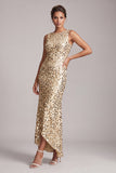 Sparkly Green Mermaid Asymmetrical Round Neck Midi Mother Of the Bride Dress with Sequins